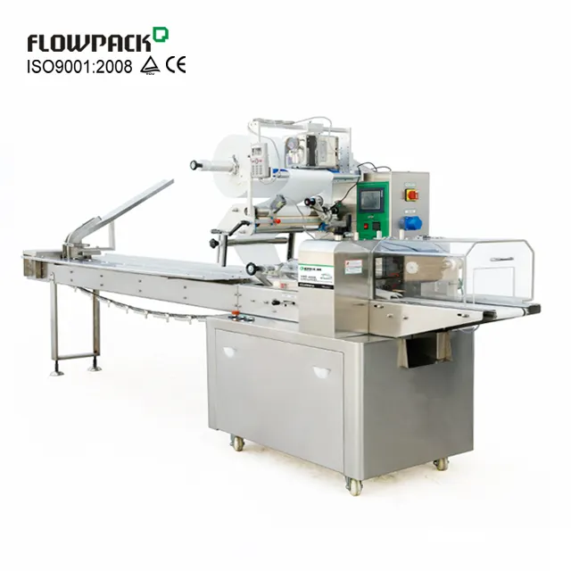 Dosificador packaging flow pack tipo di busta 320 crema macchina imballatrice per biscotti wafer di dimensioni lunghe con servo