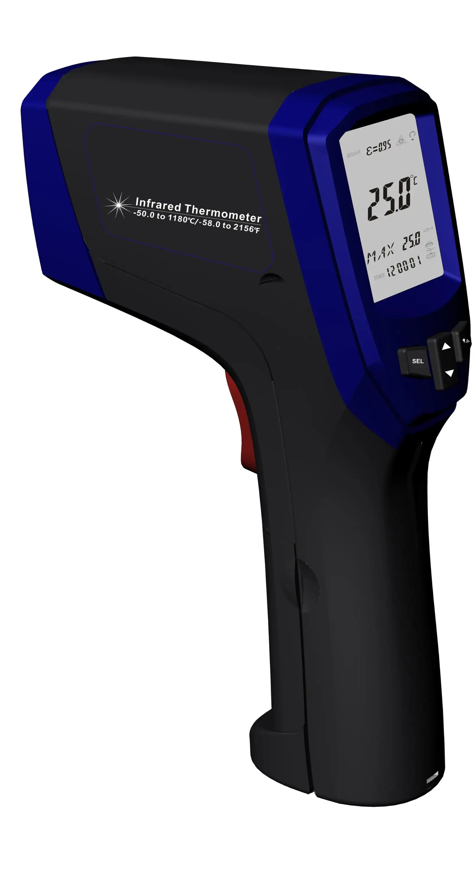 Termómetro infrarrojo Digital de alta temperatura, sin contacto, Industrial
