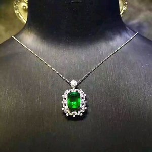 Drop shipping 18 k altın takı lüks 5.63ct yeşil doğal zümrüt taş kolye kolye ve yüzük kadınlar çift yönlü kullanım