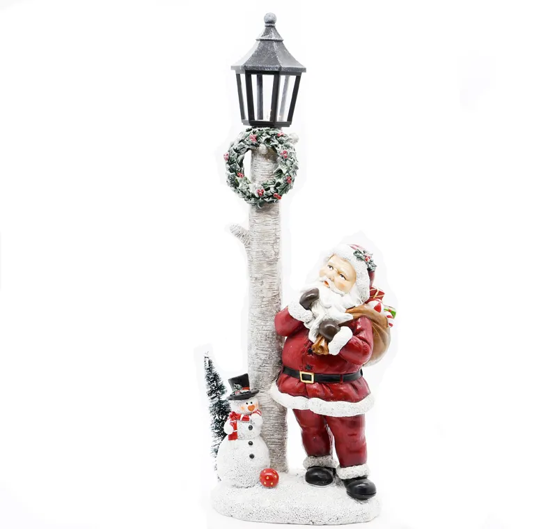 Commercio all'ingrosso Della Resina di Natale Babbo Natale e Pupazzo di Neve Illuminato Lampione Figurine