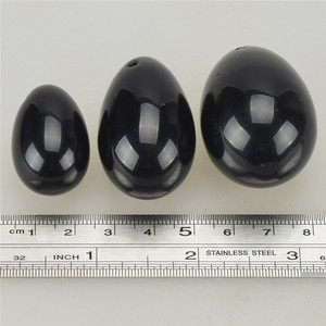 Doğal sertifikalı delinmiş siyah obsidyen kristal yeşim Yoni yumurta - Product Image 6