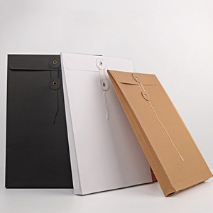 A5 und A4 Custom Fancy Design schwarz braun weiß Kraft papier Knopf verschluss Umschlag mit Schnur - Product Image 4