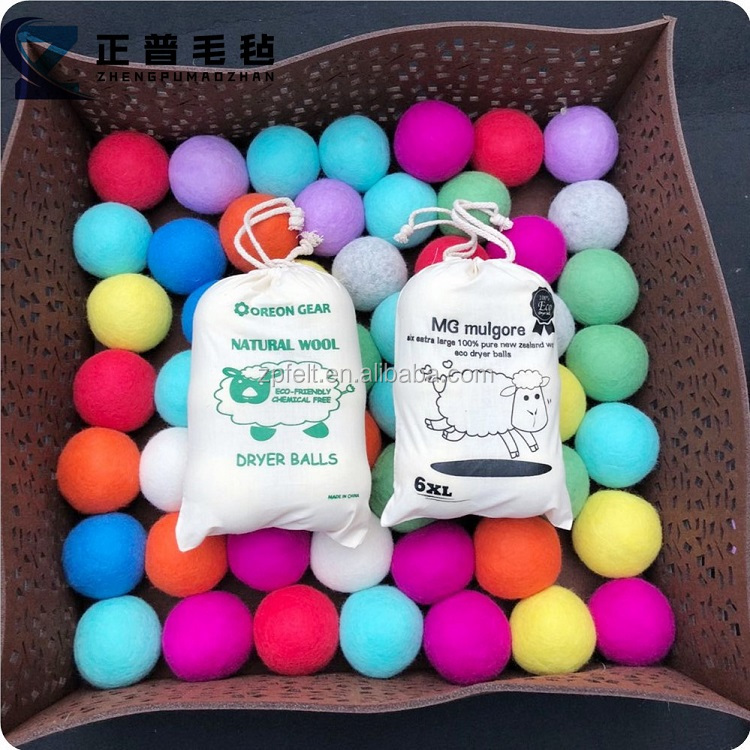 Colorful wool dryer balls