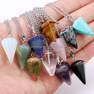 Kindfull tự nhiên thạch anh 6 mặt cảm xạ con lắc tinh thể bán buôn đá quý mặt quay con lắc tinh thể Mặt dây chuyền - Product Image 2