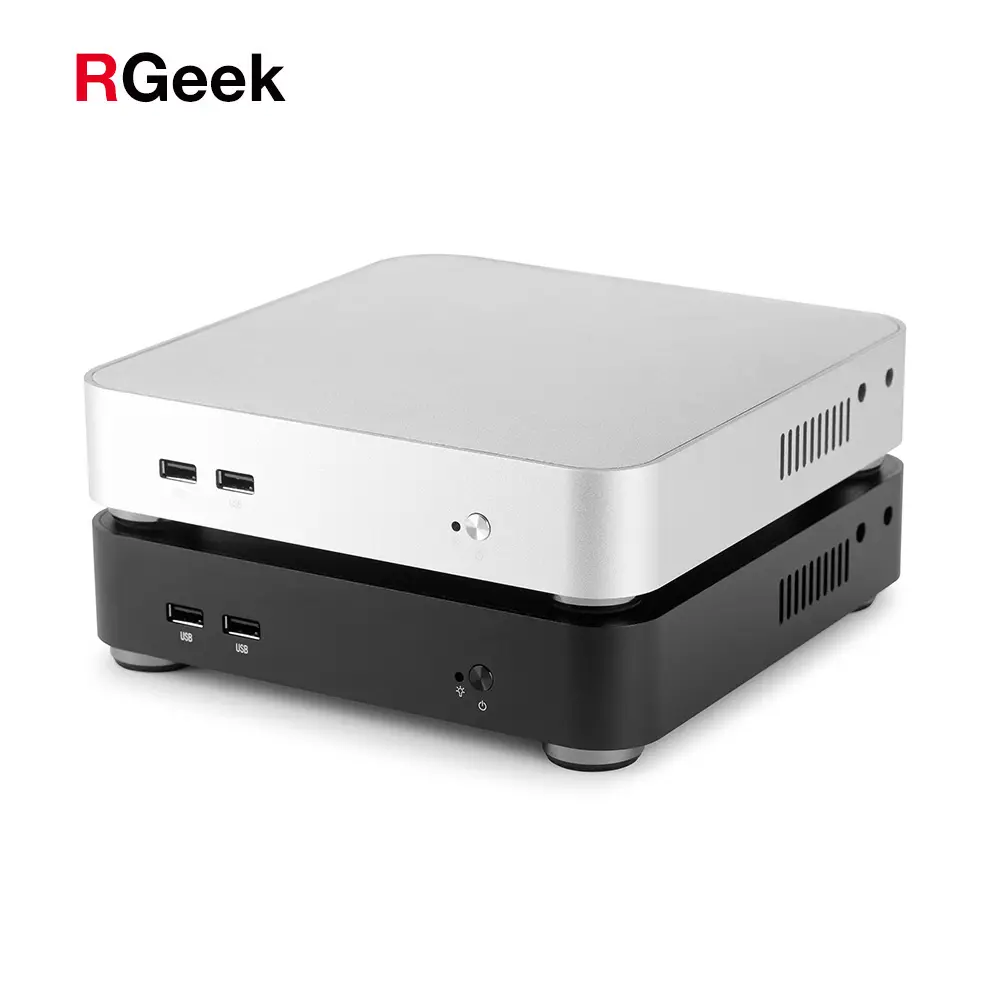 Rgeek Personalizzato mini pc ad alte prestazioni Intel Core I3 i5 i7 mini itx di alluminio Completa del corpo di caso mini cassa del pc di windows 10 Del Computer fanless