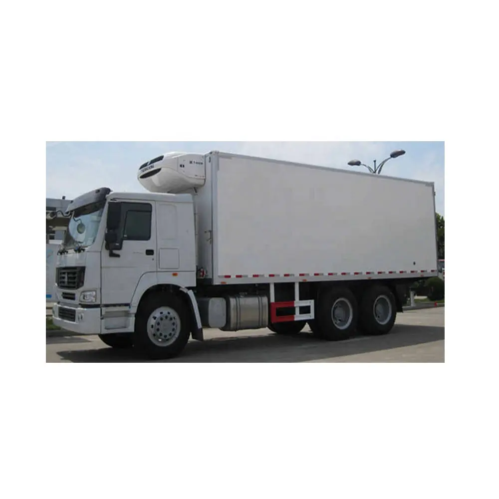 Alta qualidade howo 6x4 10 rodas 336 371 eur2 motor diesel caixa refrigerada caminhão congelar caminhões resistentes à venda