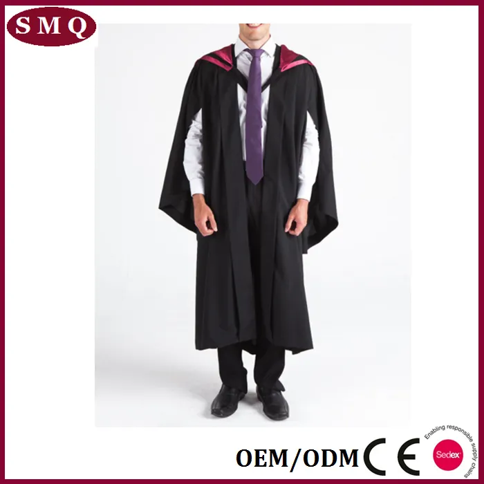 Vestido de graduação mestre uniforme de escolha robe preto