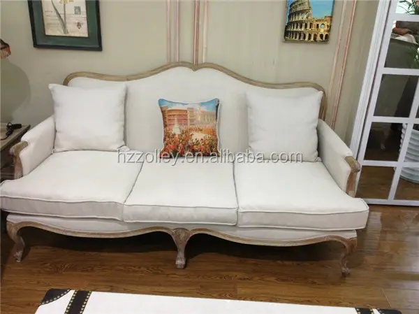 Sofá de tecido francês estilo país, sofá de tecido italiano clássico