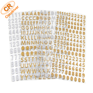 OEM胶粘剂编号和字母闪光蓬松贴纸装饰 - Product Image 1