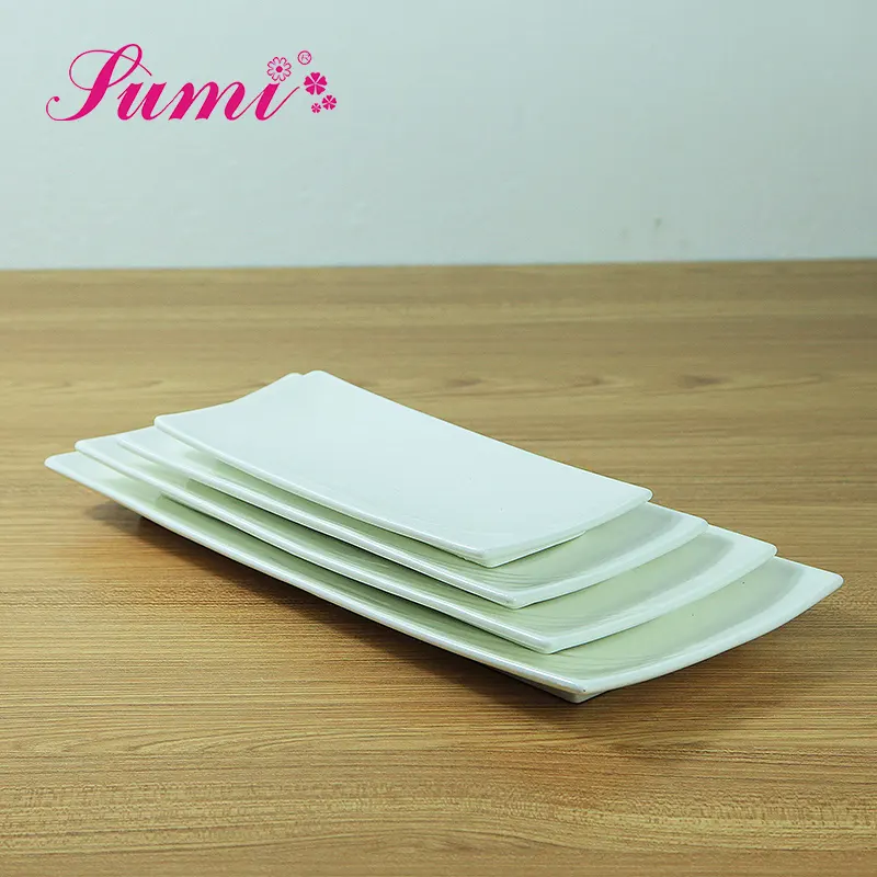 Wholesale cheap restaurant japanese porcelain plate set, porcelain plate white rectangular