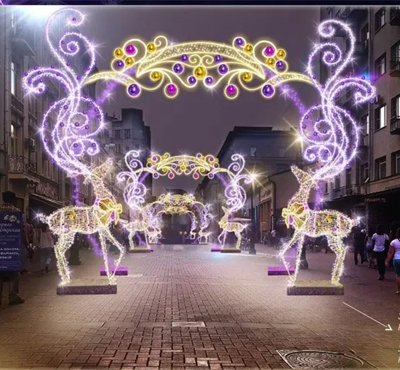 Arche de lumières de renne de Noël