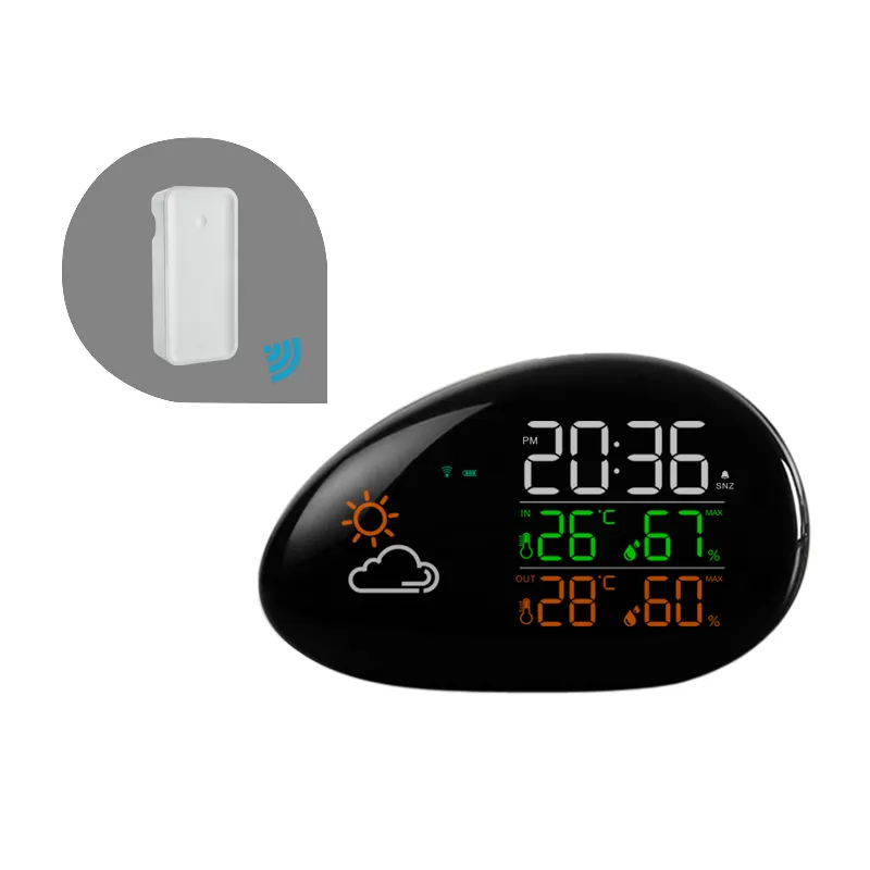Led Kelembaban dan Suhu Meter Prakiraan Cuaca Alarm dan Snooze Nirkabel Kalender Thermometer Hygrometer Weather Station