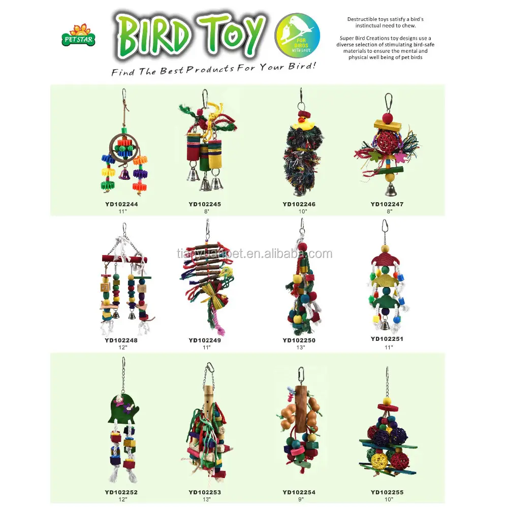 Colorido loro pájaro guacamayo colgando juguete campanas bloques de madera Swing Juguetes
