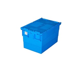 Cajas móviles con tapa Pila de almacenamiento Nido Contenedores de mano de rotación Venta 68L Cajas grandes de pared sólida Película de plástico PE logística de alta resistencia - Product Image 3