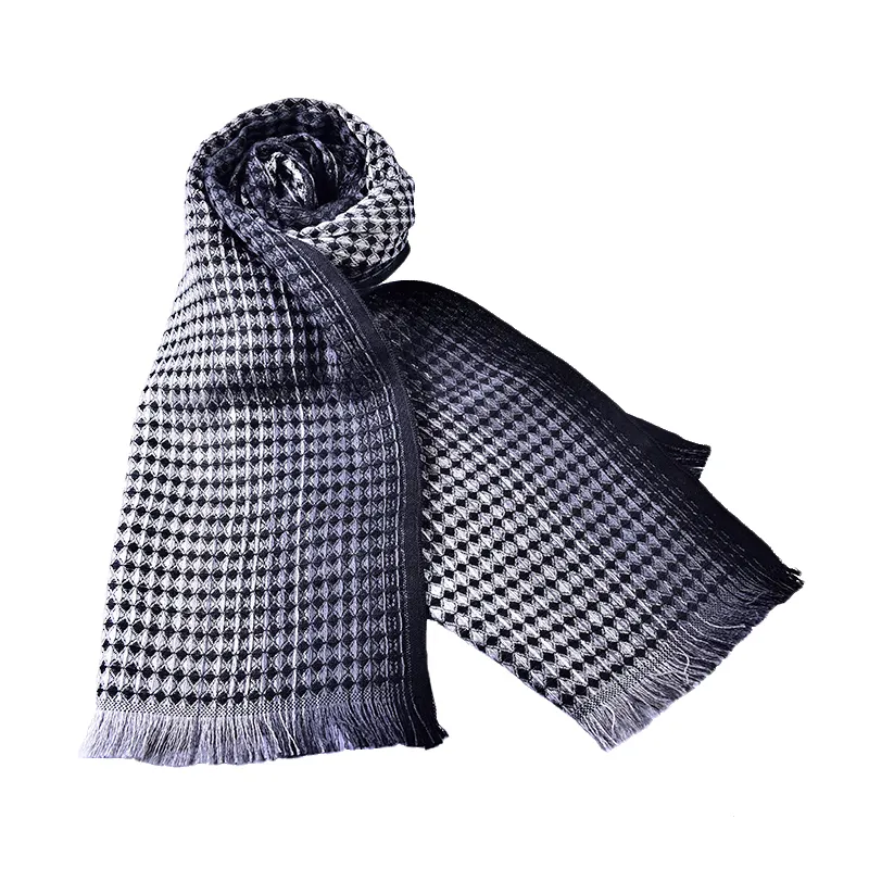 Bufanda de lana con patrón de decoloración de color personalizado para hombre, pañuelos de punto