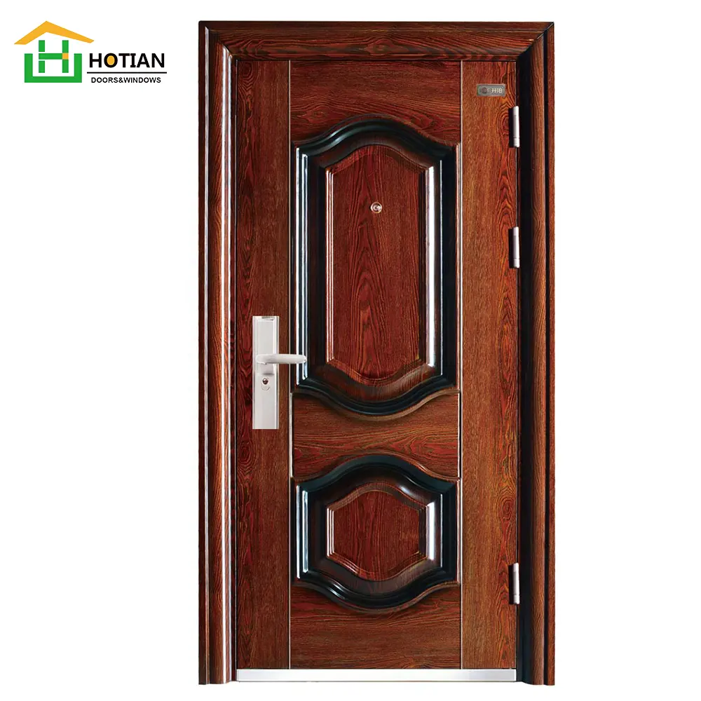 Fotos de puerta prefabricadas de alta calidad, diseño de puerta de acero, puerta exterior barata