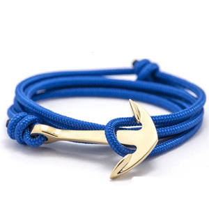Corda de nylon ajustável artesanal, moda, vermelha, costura, âncora, pulseira