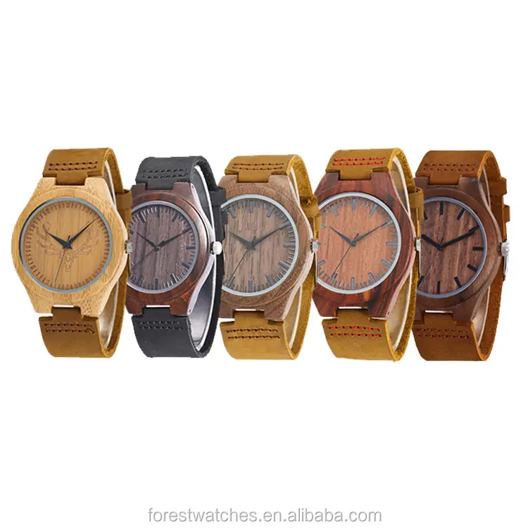 Venta al por mayor unbranded hecho a mano etsy mejor vendedor madera reloj para personalizado grabado negro de los hombres