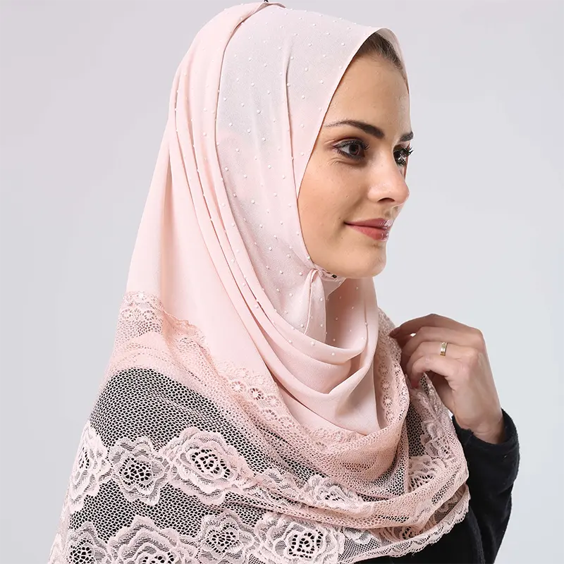 De moda de moda en línea más musulmán Dubai venta al por mayor de piedras envoltura de gasa bufanda del Hijab