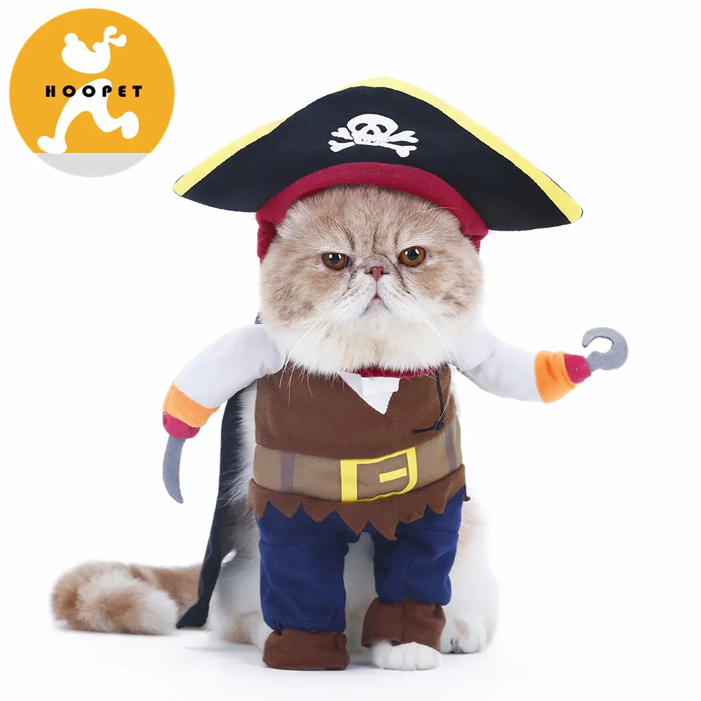 새로운 재미 애완 동물 옷 해적 개 고양이 의상 정장 해적 드레싱 파티 의류 의류 고양이 개 플러스 모자