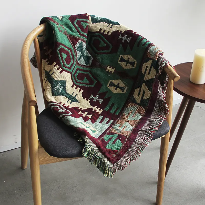 Decoratieve katoen geweven sofa gooi deken voor sofa