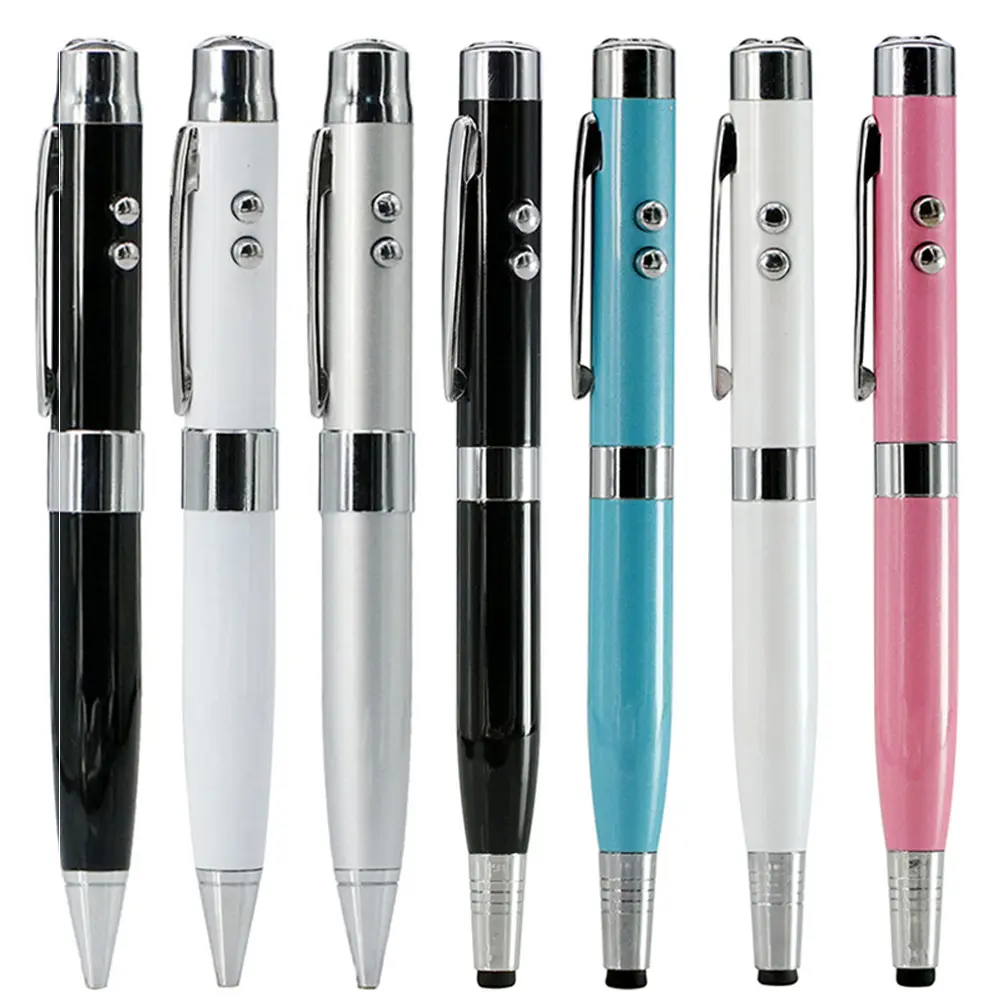 Custom Office Gift 32G Pen Flash Drive Ballpoint Pen USB Memory 6 in 1 Multifunction LED Light Laser Stylus USB Pen with Tin Box