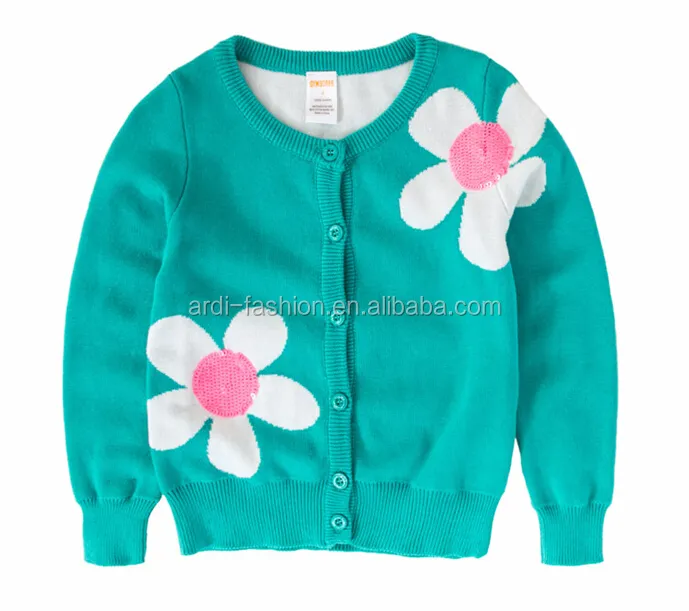 custom oem odm latest fancy flowers jacquard girls cardigan sweater