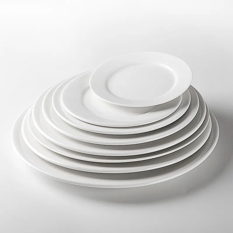Blanco al por mayor barato ronda de porcelana de platos de cena Venta caliente vajilla de cerámica para restaurante precio @