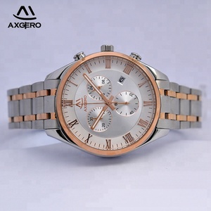 Aliexpress 畅销产品独特奢华玫瑰金 chrono 链手石英手表男士手表
