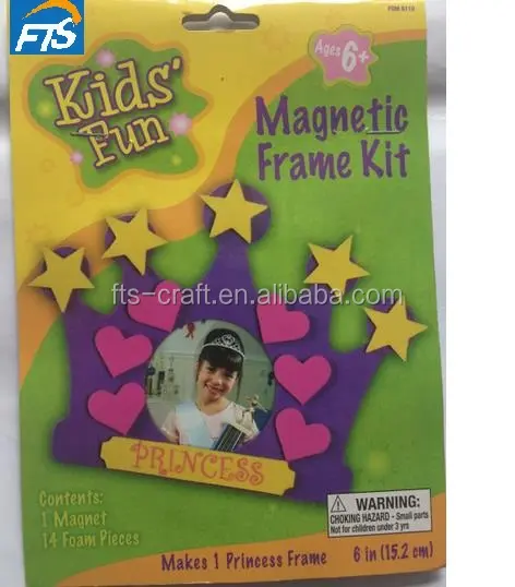 Kit de moldura magnética infantil de espuma, kit para artesanato de princesa