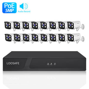 LOOSAFE 16CH 4K POE NVR kiti 5MP açık IP66 su geçirmez mermi IP kamera 6T HDD CCTV sistemi