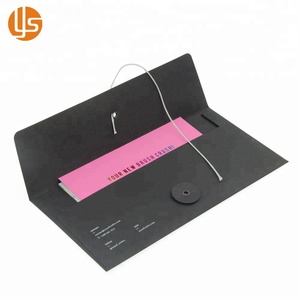Großhandel Luxus Nach Schwarz Karton Geschenk Karte Verpackung Papier Umschlag String Verschluss mit Taste - Product Image 2