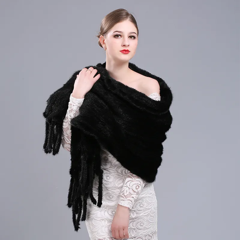 Fornitore cinese di lusso delle donne pelliccia di visone real scialle sciarpa