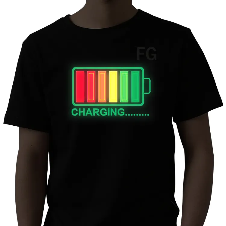Camiseta de fábrica programável de led, venda quente, el, lanterna, led