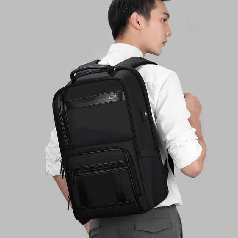 FENRUIEN Ransel Laptop 15.6 Inci Pria, Ransel Bisnis Multifungsi Pengisian Daya USB Tahan Air untuk Pria