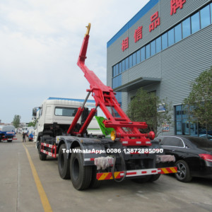 Brand new 10 wheeler polibenne 16 metro cúbico bin recipiente de dongfeng carregadeira traseira roll-braço caminhão de lixo