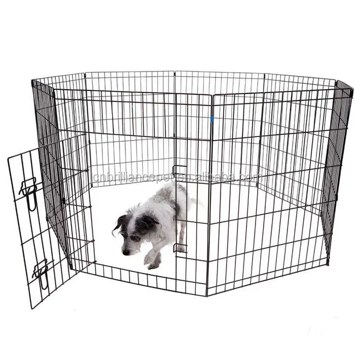Foldable Metal Exercise Dog Pen; Puppy Playpen Outdoor; Outside Dog Fences with Door