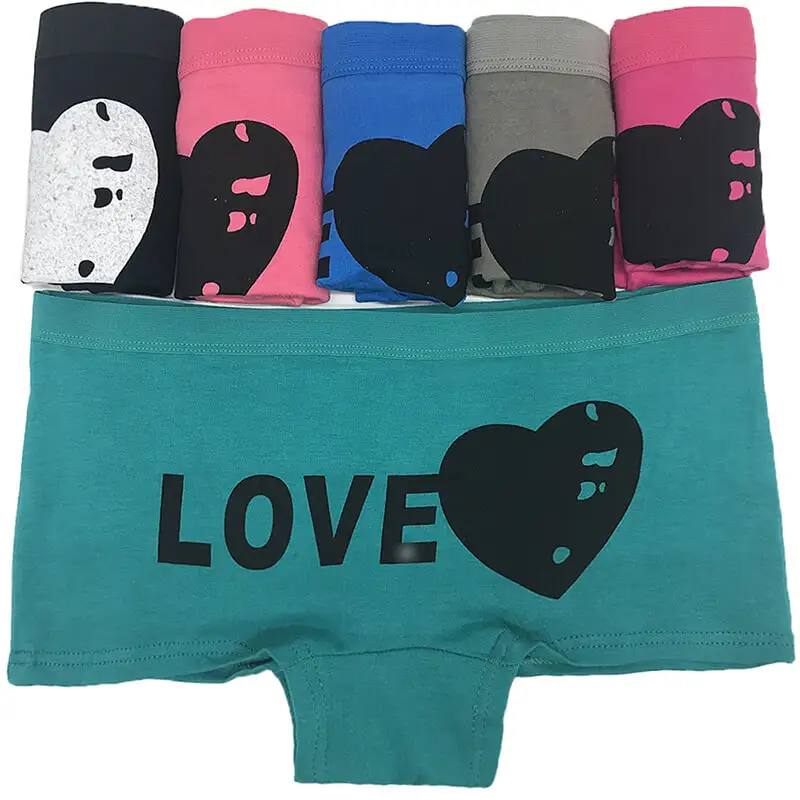 Yun Meng Ni iç çamaşırı yeni tasarım aşk kalp baskılı Boyshort külot kadınlar için