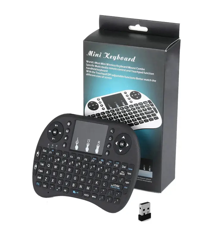 Promotionnel! Mini clavier bluetooth I8 2.4 ghz, sans fil, rétroéclairé coloré, avec air-mouse, pour boîtier de smart tv, grand prix