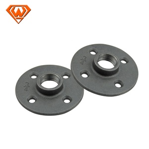 Đồ Nội Thất Sân Vườn Màu Đen Trang Trí Dễ Uốn Gang 4 Lỗ Mặt Bích Sàn Kệ Ống Công Nghiệp Mặt Bích - Product Image 4