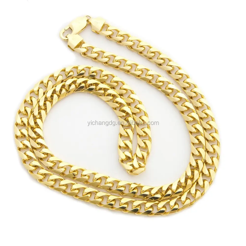 De 10 a 15 gramos de oro diseños de collar de acero inoxidable 13mm Miami cubano cadena de enlace
