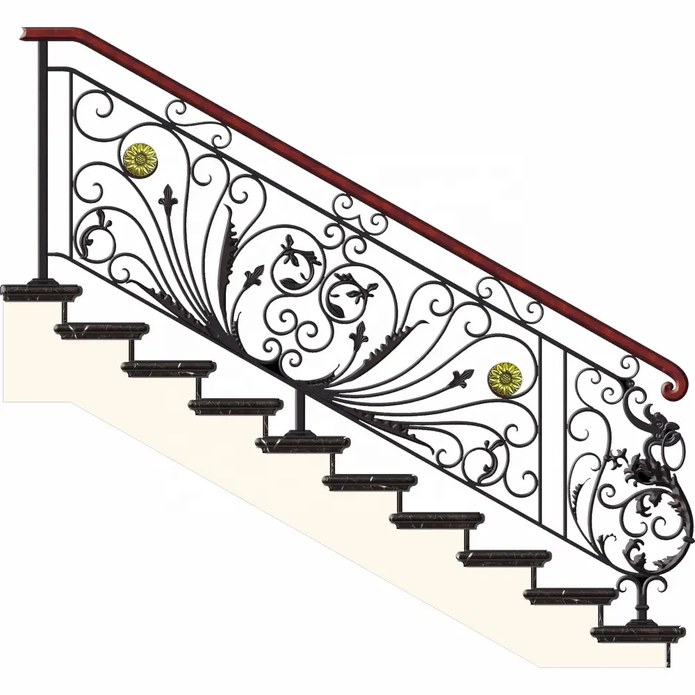 Veranda Geländer/Handläufe Position Design dekorative Eisen treppe Handlauf im Freien Schmiedeeisen Treppen geländer