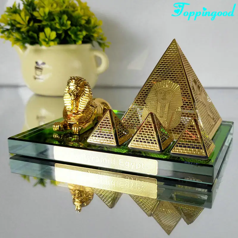 Hoja de oro pirámide de cristal de modelo para Egipto regalos de recuerdo