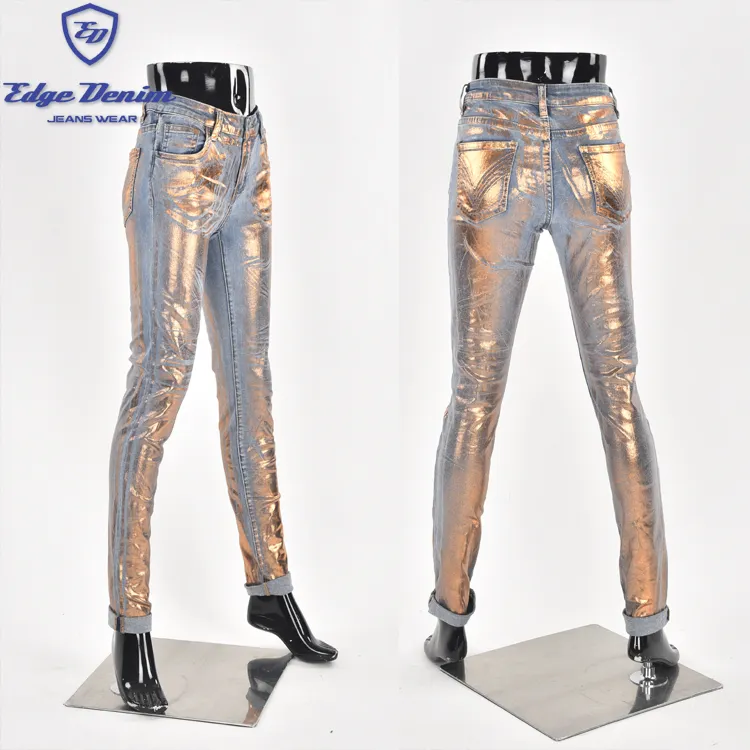 Pantalones vaqueros de mezclilla para mujer, jeans de alta calidad, personalizados, Vintage, aceite de aluminio, nueva moda