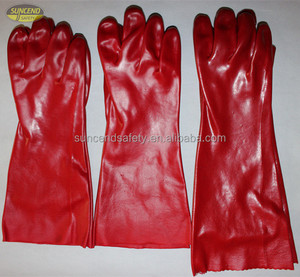 27/30/40/45 cm Red Pvc Industrial 100% Cotton Liner PVC <strong>Gloves</strong> - Product Image 3