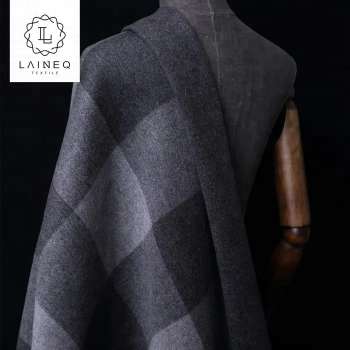 Tissu coréen double face en laine de bambou, manteau en cachemire, tweed à carreaux, fabriqué au japon