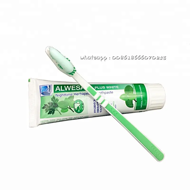 סיטונאי מברשת שיניים עם משחת שיניים, ספק זהב אלוורה עלה תמצית ירוק ג 'ל טבעי משחת שיניים