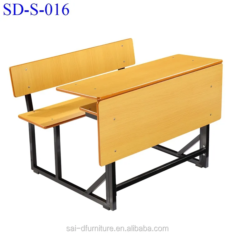 SD-S-016 סין ריהוט כפול תיכון שולחן וספסל, תלמיד בית ספר שולחן עם ספסל כיסא