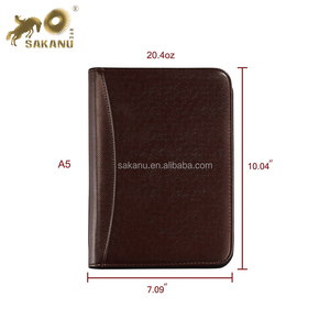 Professional Business Portfolio Padfolio Folder Document Case Organizer A5 PU Leather Zippered