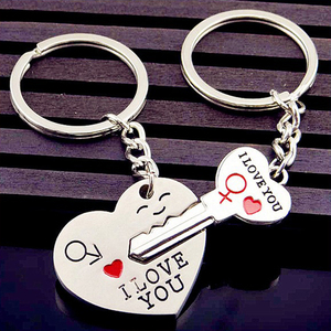אופנה זוג Keychain כסף טון אהבת לב מפתח שרשרות מנעול טבעות נשים תיק תכשיטי חתונה תכשיט נקבה ולנטיין יום מתנה